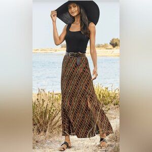 Peruvian Connection Black and Brown Maxi Skirt